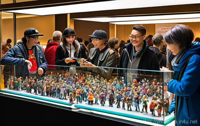 피규어와 수집 문화의 사회적 영향 - **"Community Bonds Through Collecting"**
    A vibrant, diverse group of adult and teenage figure co...