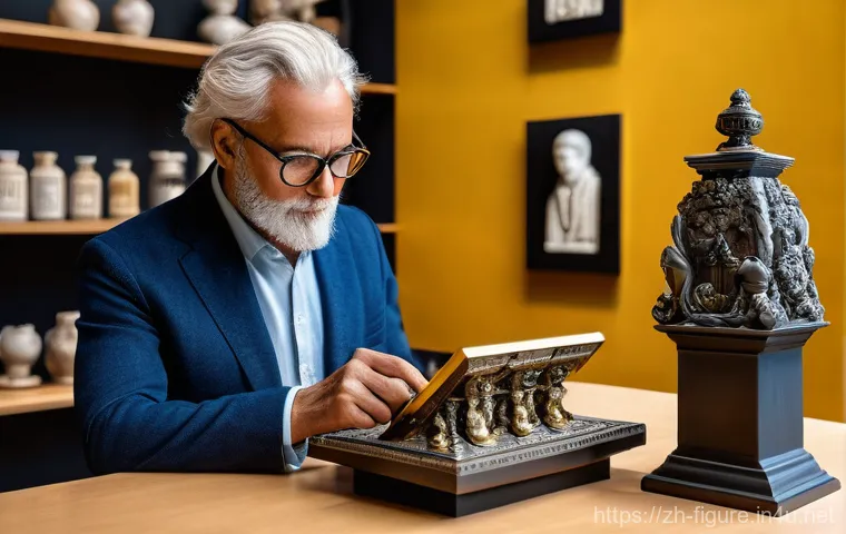 피규어와 수집 문화의 사회적 영향 - **"Nostalgia and Artistry in a Collector's Den"**
    A person in their late teens or early twenties...