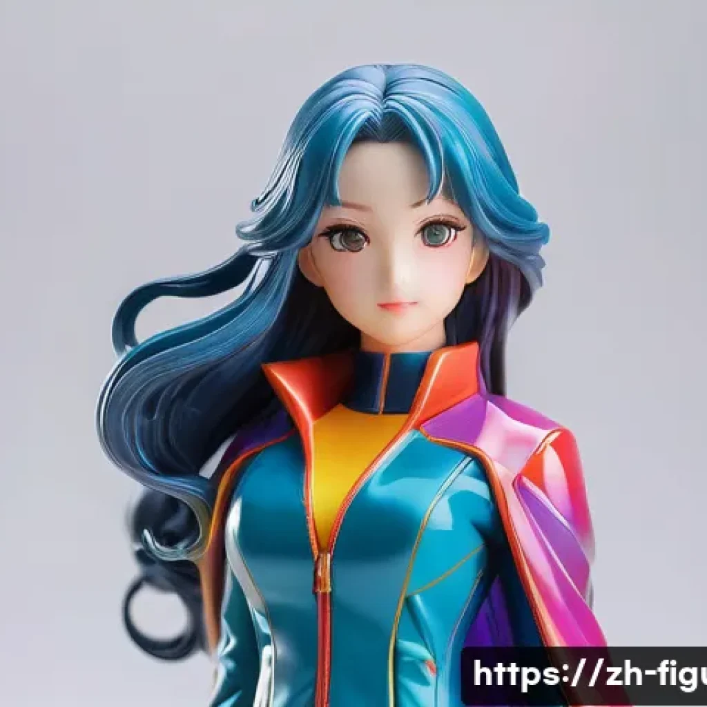 피규어의 재료에 따른 특징과 유지법 - A highly detailed PVC anime figure showcasing vibrant, glossy colors and smooth surface textures, fe...