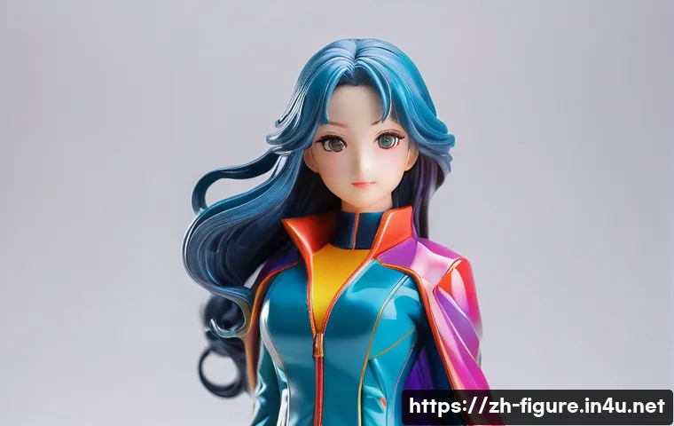 피규어의 재료에 따른 특징과 유지법 - A highly detailed PVC anime figure showcasing vibrant, glossy colors and smooth surface textures, fe...