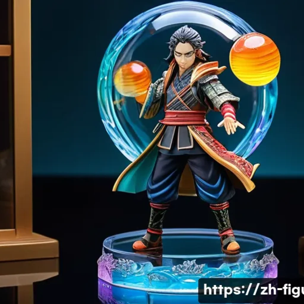 피규어 수집을 시작하기 전 알아야 할 점 - A highly detailed collectible figure of a popular anime character from "鬼灭之刃" (Demon Slayer), wearin...