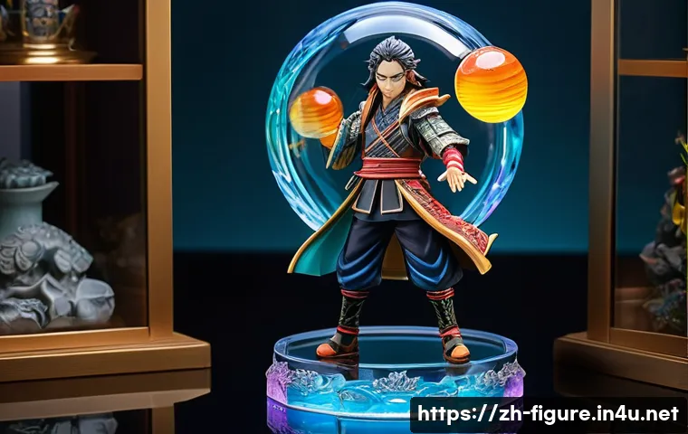 피규어 수집을 시작하기 전 알아야 할 점 - A highly detailed collectible figure of a popular anime character from "鬼灭之刃" (Demon Slayer), wearin...