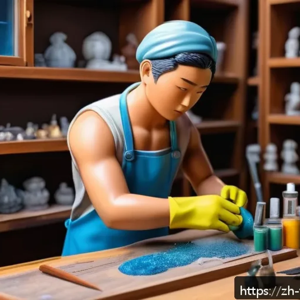 피규어 AS 및 수리 가능한 업체 - A highly detailed scene of a professional figurine restoration workshop, featuring a skilled artist ...