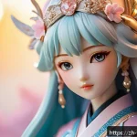 피규어 촬영 전문가가 추천하는 장비 - A highly detailed close-up shot of a fantasy-themed anime-style figurine wearing intricate clothing ...