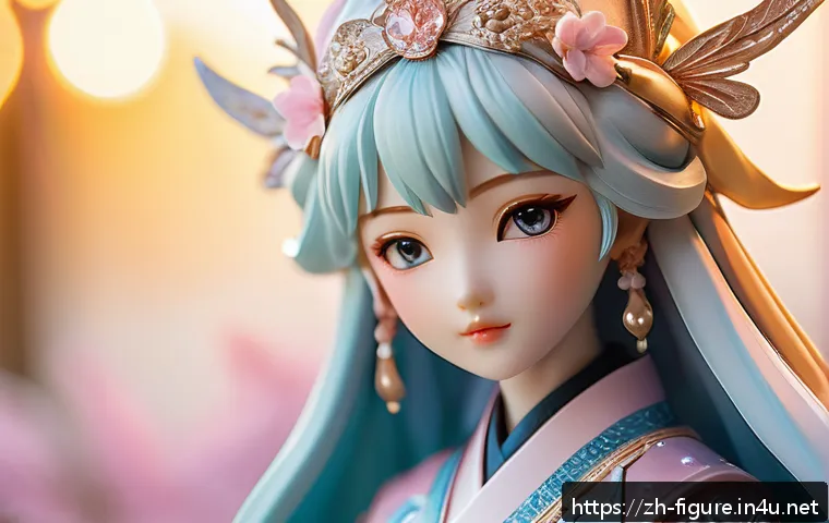 피규어 촬영 전문가가 추천하는 장비 - A highly detailed close-up shot of a fantasy-themed anime-style figurine wearing intricate clothing ...