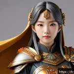 피규어 사진 촬영 팁 - A finely detailed anime-style figurine posed heroically on a simple light gray background, illuminat...